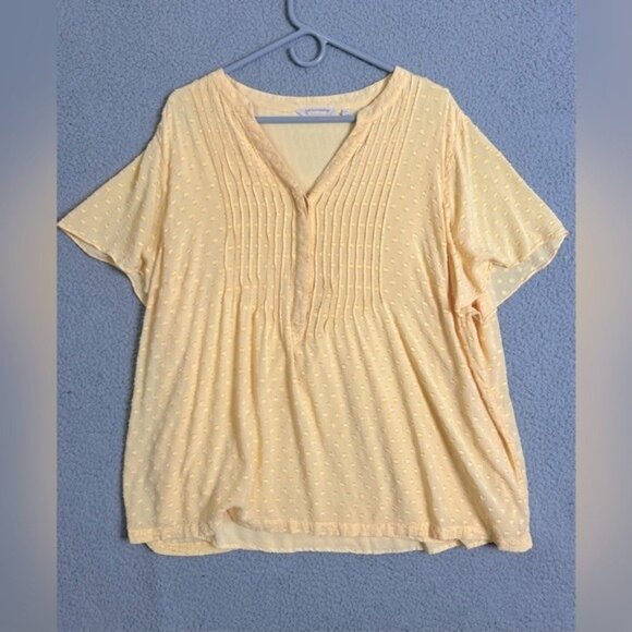 SOFT SURROUNDINGS WOMENS YELLOW LINED BLOUSE SIZE 2X - Picture 1 of 8